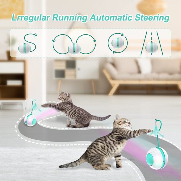 Led Light USB Charging 360 Degree Self Rotating Ball Moving cat Toys - Image 2