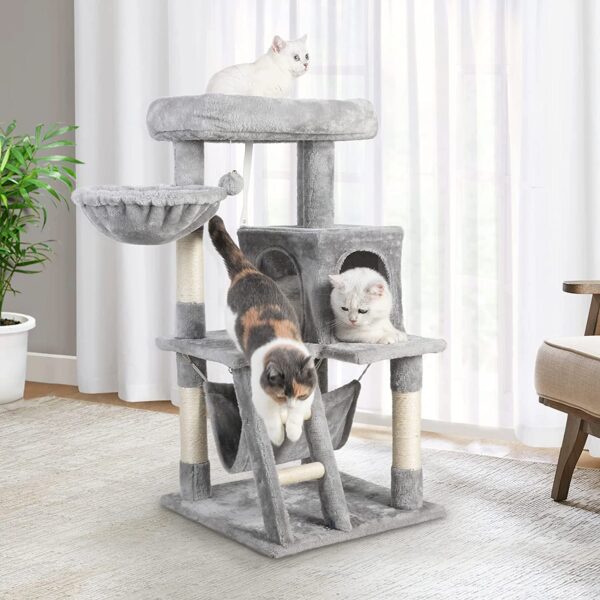 Cat Tree Cat Tower for Indoor Cats 39" Tall, Gray - Image 3