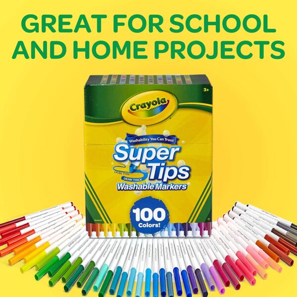 Crayola Super Tips Washable Markers | 100 Colors | Draw Thin & Thick Lines | Safe for Kids 3+ - Image 2