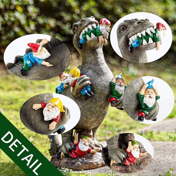 Dinosaur Eating Gnomes Garden Decor - Image 4