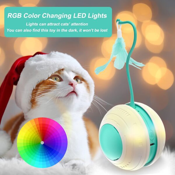 Led Light USB Charging 360 Degree Self Rotating Ball Moving cat Toys - Image 4