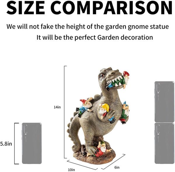 Dinosaur Eating Gnomes Garden Decor - Image 5